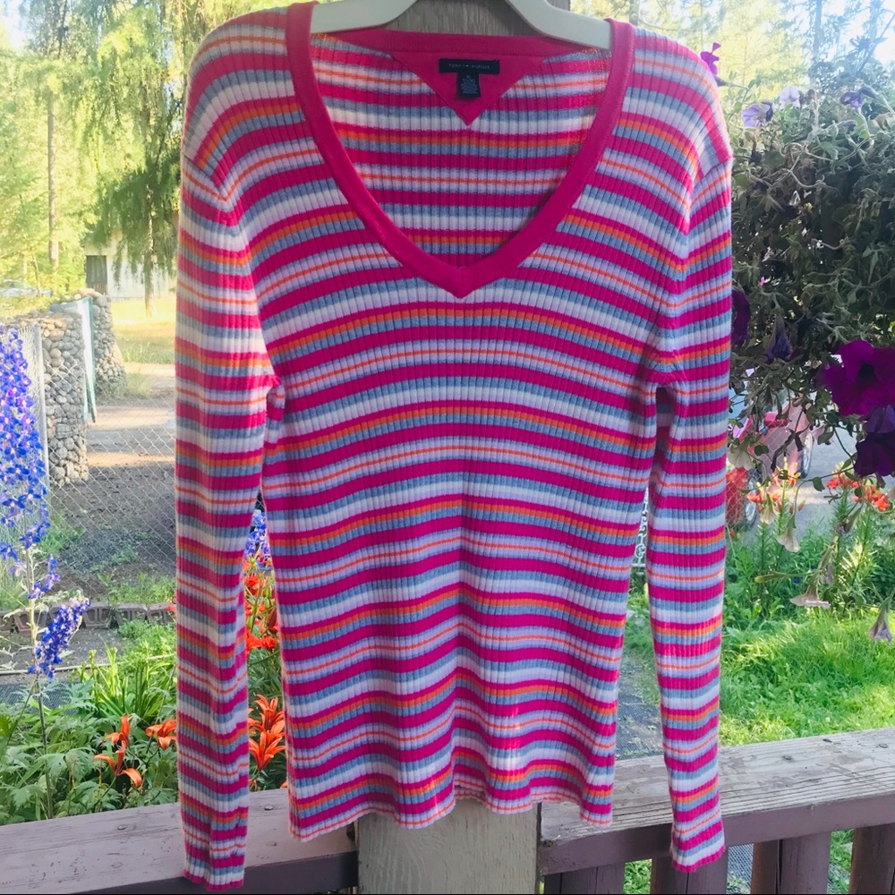 Tommy Hilfiger long sleeve stretchy striped XL